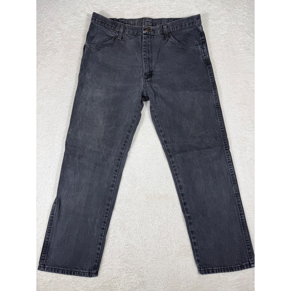 Rustler Jeans Mens 36x29 Black Straight Leg Cotton Denim Good Faded 87619CB